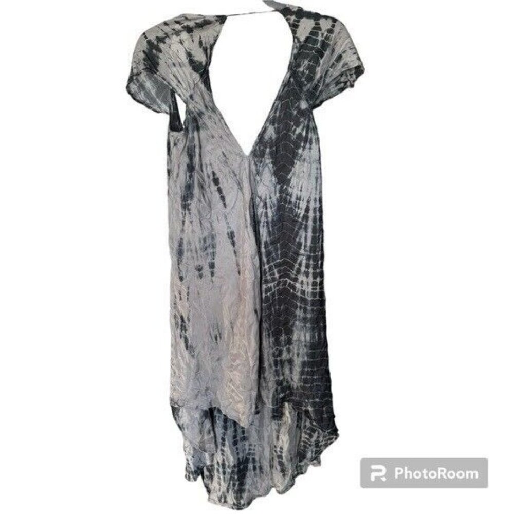 Fara Lana Shadow Tie Dye Silk High-Low Dress Bohemian Sz S/M